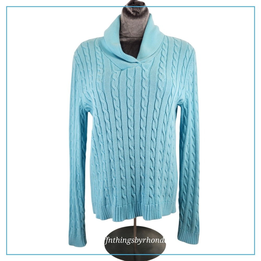 Lauren Ralph Lauren Women's Fisherman Sweater Blue Size Small